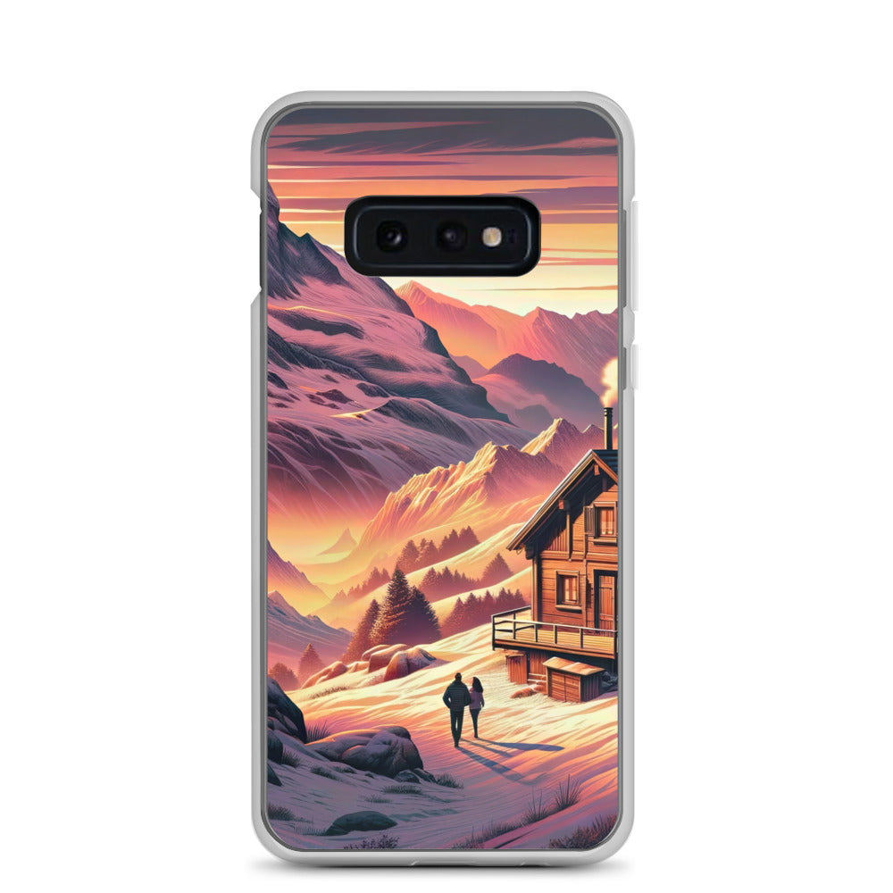 Berghütte im goldenen Sonnenuntergang: Digitale Alpenillustration - Samsung Schutzhülle (durchsichtig) berge xxx yyy zzz Samsung Galaxy S10e