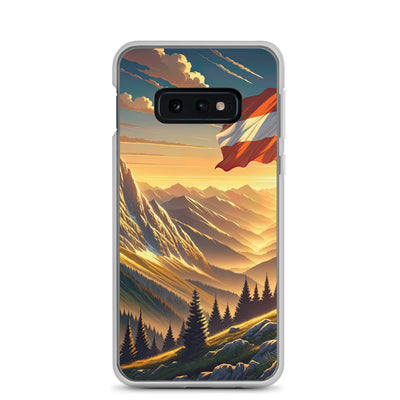 Ruhiger Alpenabend mit österreichischer Flagge und goldenem Sonnenuntergang - Samsung Schutzhülle (durchsichtig) berge xxx yyy zzz Samsung Galaxy S10e