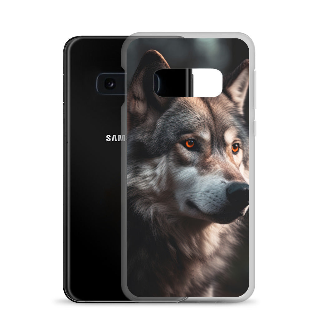 Wolf Porträt - Fotorealistische Malerei - Samsung Schutzhülle (durchsichtig) camping xxx