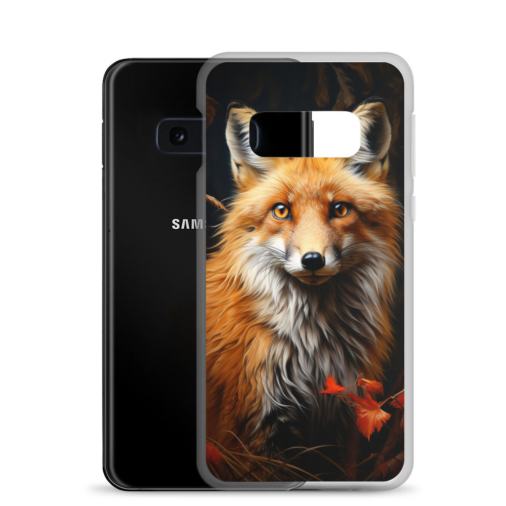 Fuchs Porträt und Herbstblätter - Malerei - Samsung Schutzhülle (durchsichtig) camping xxx