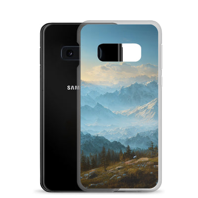 Schöne Berge mit Nebel bedeckt - Ölmalerei - Samsung Schutzhülle (durchsichtig) berge xxx