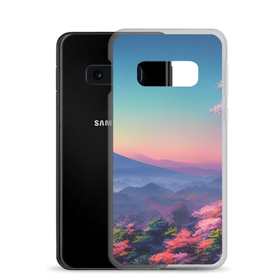 Berg und Wald mit pinken Bäumen - Landschaftsmalerei - Samsung Schutzhülle (durchsichtig) berge xxx