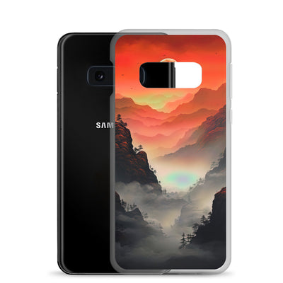 Gebirge, rote Farben und Nebel - Episches Kunstwerk - Samsung Schutzhülle (durchsichtig) berge xxx