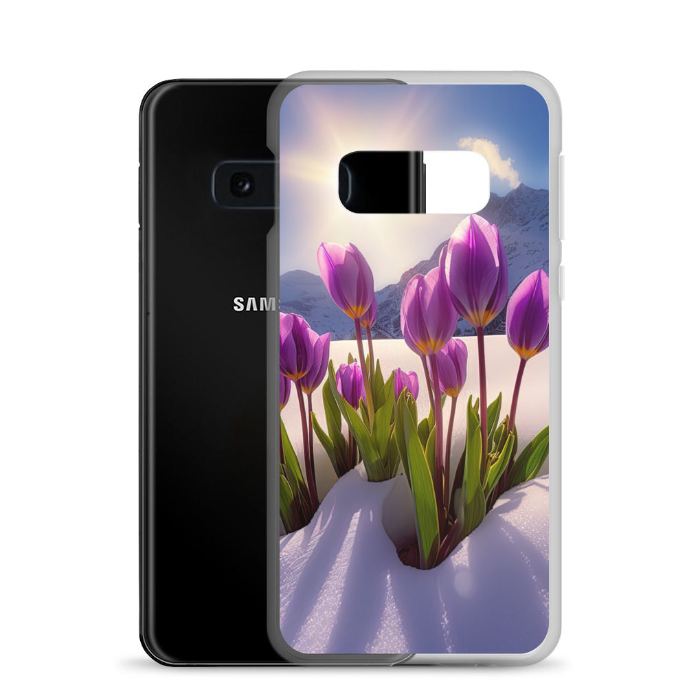 Tulpen im Schnee und in den Bergen - Blumen im Winter - Samsung Schutzhülle (durchsichtig) berge xxx