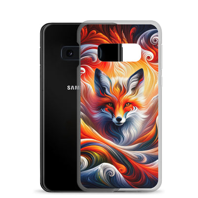 Abstraktes Kunstwerk, das den Geist der Alpen verkörpert. Leuchtender Fuchs in den Farben Orange, Rot, Weiß - Samsung Schutzhülle (durchsichtig) camping xxx yyy zzz