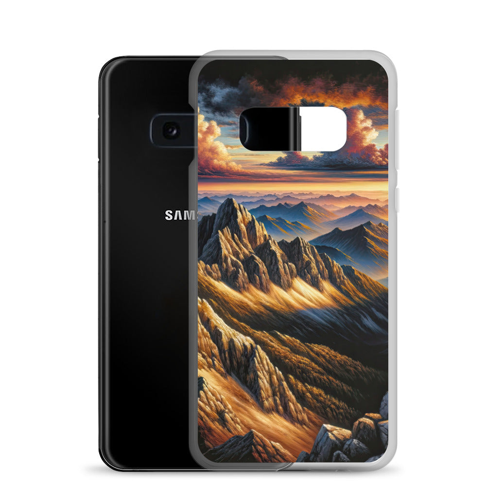 Alpen in Abenddämmerung: Acrylgemälde mit beleuchteten Berggipfeln - Samsung Schutzhülle (durchsichtig) berge xxx yyy zzz