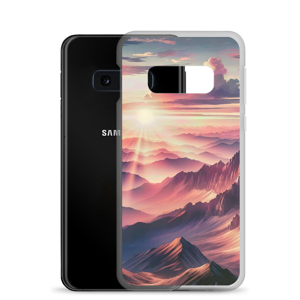 Schöne Berge bei Sonnenaufgang: Malerei in Pastelltönen - Samsung Schutzhülle (durchsichtig) berge xxx yyy zzz