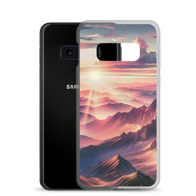 Schöne Berge bei Sonnenaufgang: Malerei in Pastelltönen - Samsung Schutzhülle (durchsichtig) berge xxx yyy zzz