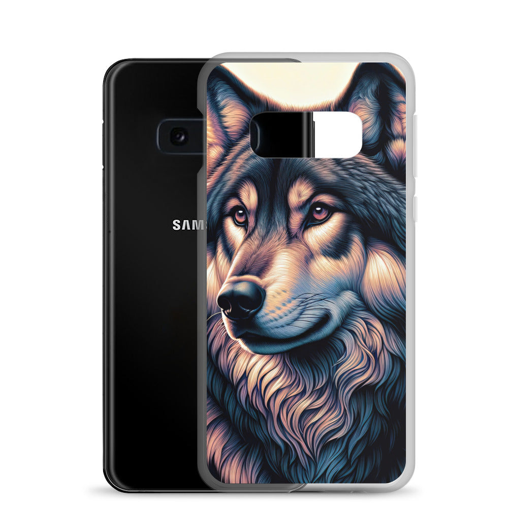 Majestätischer, glänzender Wolf in leuchtender Illustration (AN) - Samsung Schutzhülle (durchsichtig) xxx yyy zzz