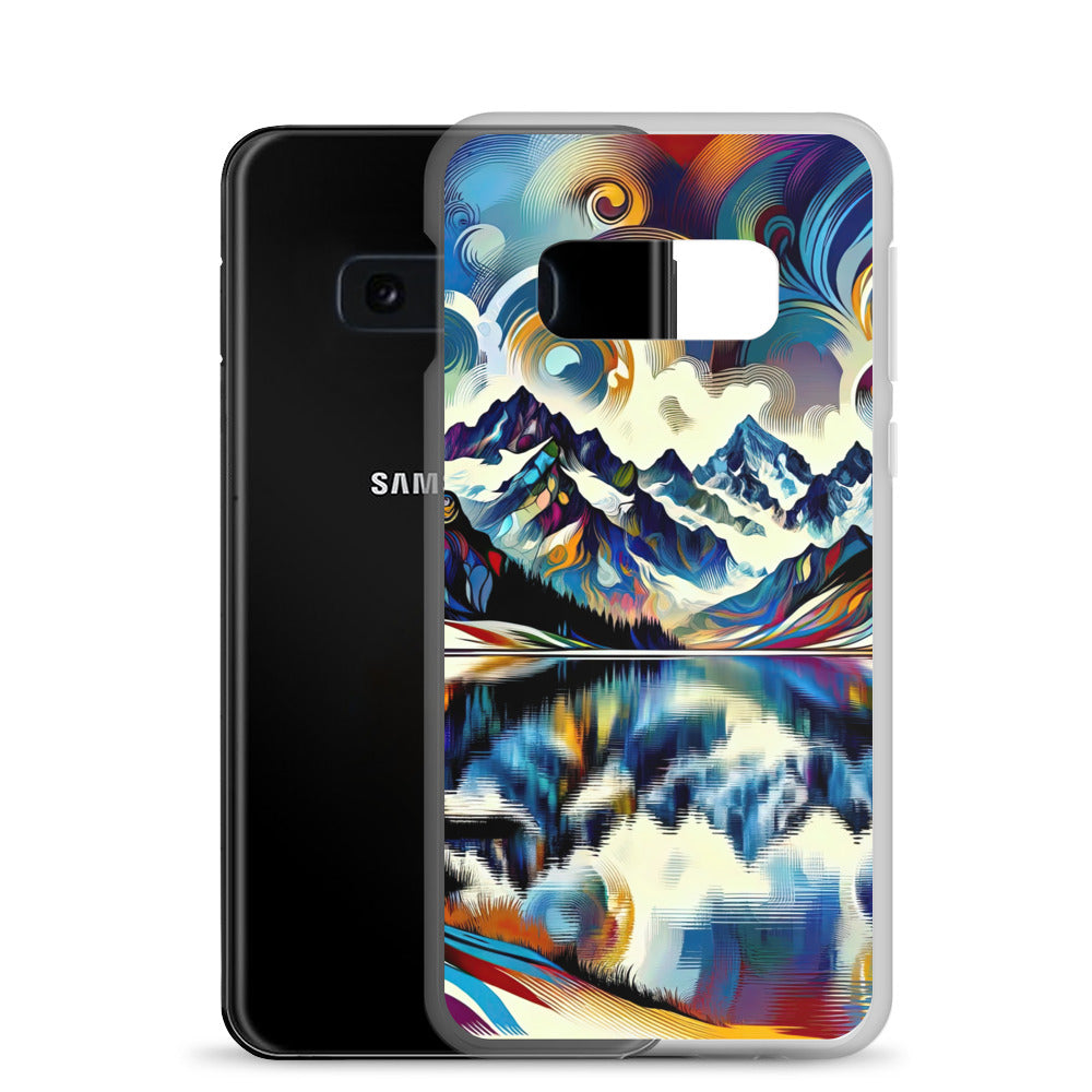 Alpensee im Zentrum eines abstrakt-expressionistischen Alpen-Kunstwerks - Samsung Schutzhülle (durchsichtig) berge xxx yyy zzz