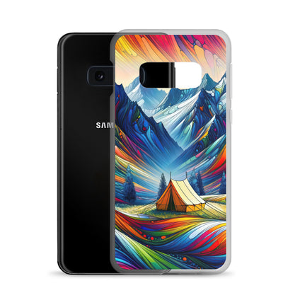 Surreale Alpen in abstrakten Farben, dynamische Formen der Landschaft - Samsung Schutzhülle (durchsichtig) camping xxx yyy zzz