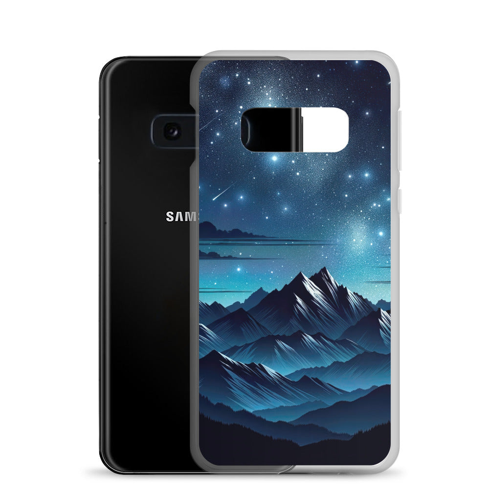 Alpen unter Sternenhimmel mit glitzernden Sternen und Meteoren - Samsung Schutzhülle (durchsichtig) berge xxx yyy zzz