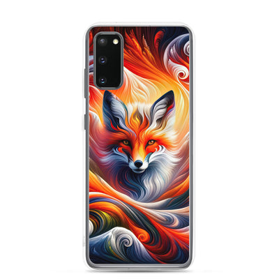 Abstraktes Kunstwerk, das den Geist der Alpen verkörpert. Leuchtender Fuchs in den Farben Orange, Rot, Weiß - Samsung Schutzhülle (durchsichtig) camping xxx yyy zzz Samsung Galaxy S20