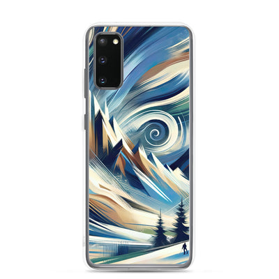 Abstrakte Kunst, die die Essenz der Alpen einfängt. Kräftige Pinselstriche stellen Gipfel und Muster dar - Samsung Schutzhülle (durchsichtig) berge xxx yyy zzz Samsung Galaxy S20