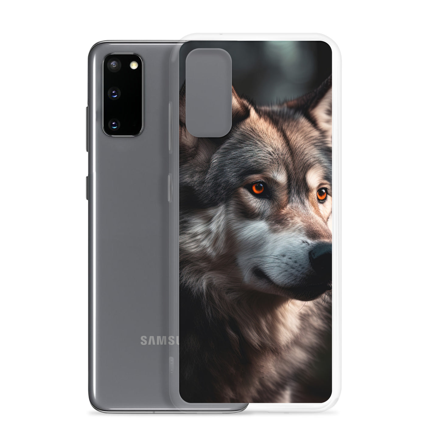 Wolf Porträt - Fotorealistische Malerei - Samsung Schutzhülle (durchsichtig) camping xxx