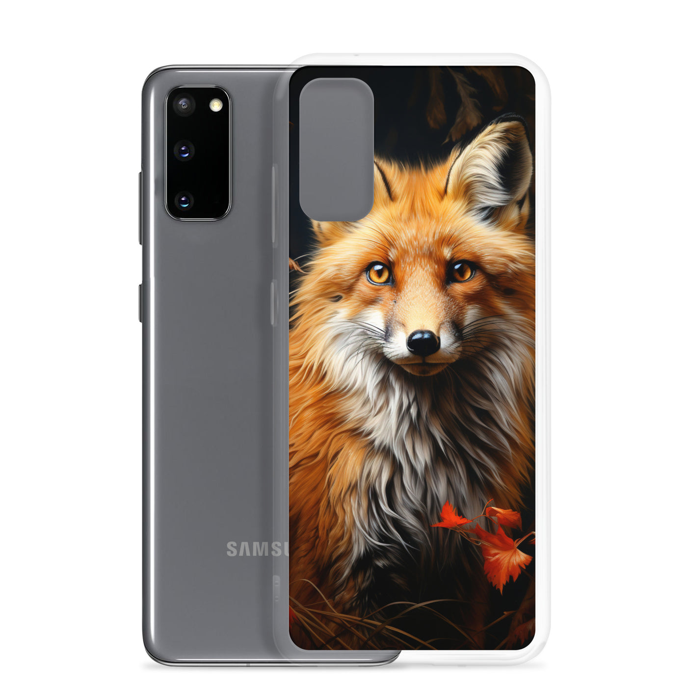 Fuchs Porträt und Herbstblätter - Malerei - Samsung Schutzhülle (durchsichtig) camping xxx