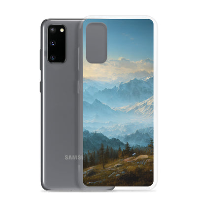 Schöne Berge mit Nebel bedeckt - Ölmalerei - Samsung Schutzhülle (durchsichtig) berge xxx