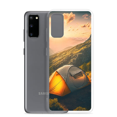 Zelt auf Berg im Sonnenaufgang - Landschafts - Samsung Schutzhülle (durchsichtig) camping xxx