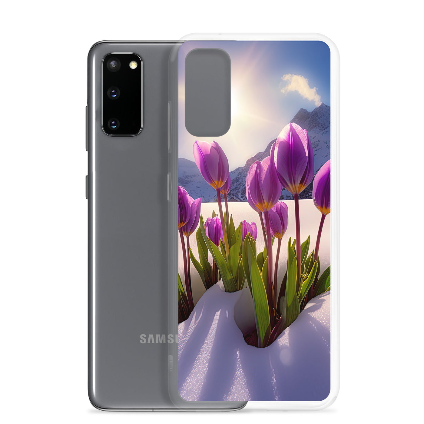 Tulpen im Schnee und in den Bergen - Blumen im Winter - Samsung Schutzhülle (durchsichtig) berge xxx