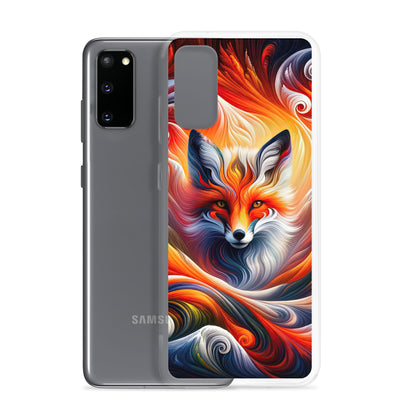 Abstraktes Kunstwerk, das den Geist der Alpen verkörpert. Leuchtender Fuchs in den Farben Orange, Rot, Weiß - Samsung Schutzhülle (durchsichtig) camping xxx yyy zzz