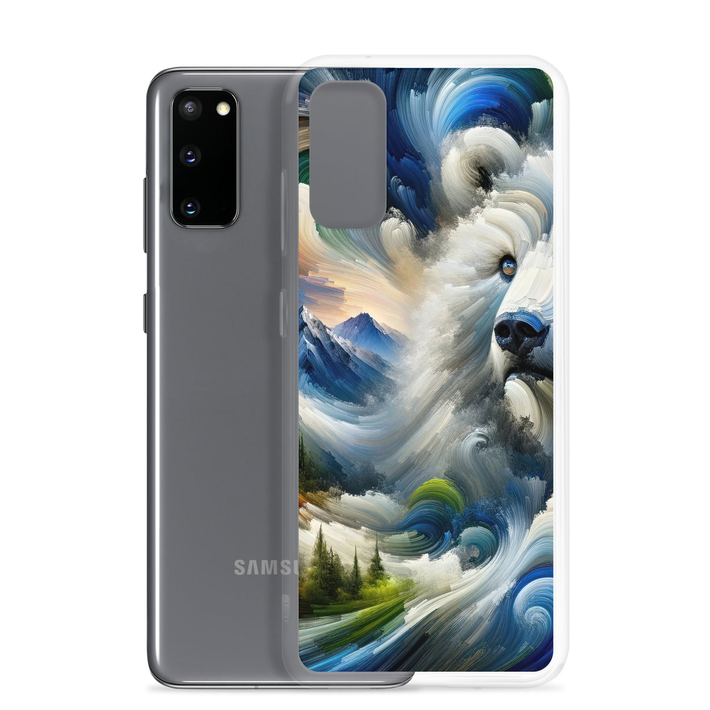 Abstrakte Alpen & Eisbär Kunst in dynamischen Farben - Samsung Schutzhülle (durchsichtig) camping xxx yyy zzz