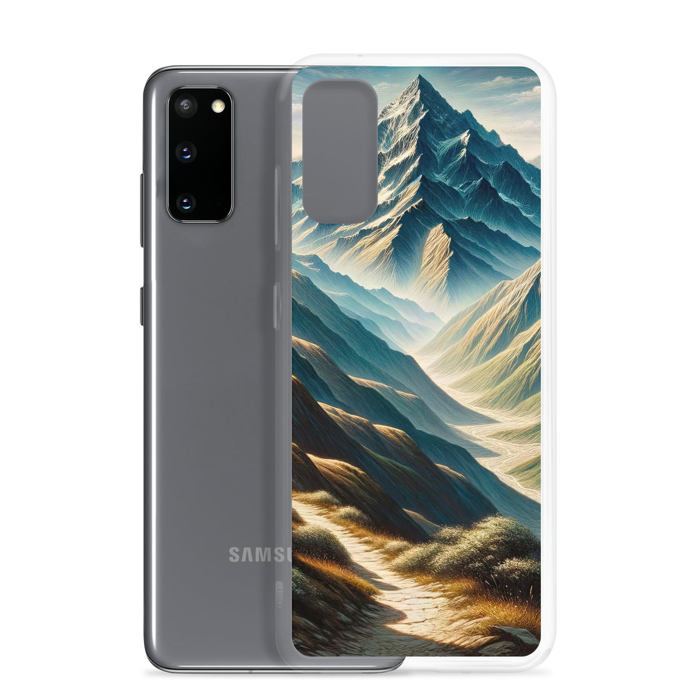 Berglandschaft: Acrylgemälde mit hervorgehobenem Pfad - Samsung Schutzhülle (durchsichtig) berge xxx yyy zzz