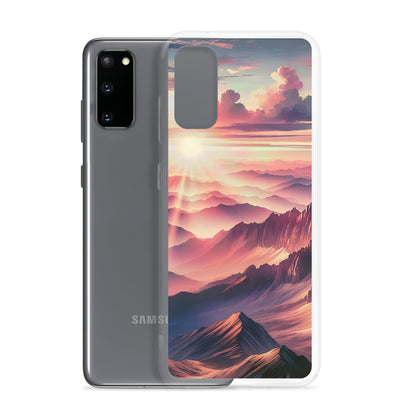 Schöne Berge bei Sonnenaufgang: Malerei in Pastelltönen - Samsung Schutzhülle (durchsichtig) berge xxx yyy zzz