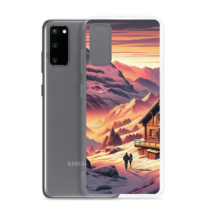 Berghütte im goldenen Sonnenuntergang: Digitale Alpenillustration - Samsung Schutzhülle (durchsichtig) berge xxx yyy zzz