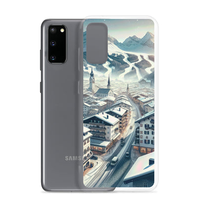 Winter in Kitzbühel: Digitale Malerei von schneebedeckten Dächern - Samsung Schutzhülle (durchsichtig) berge xxx yyy zzz