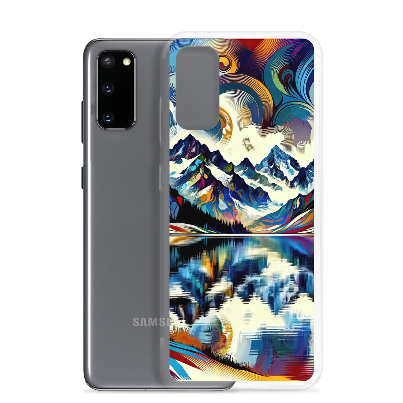 Alpensee im Zentrum eines abstrakt-expressionistischen Alpen-Kunstwerks - Samsung Schutzhülle (durchsichtig) berge xxx yyy zzz