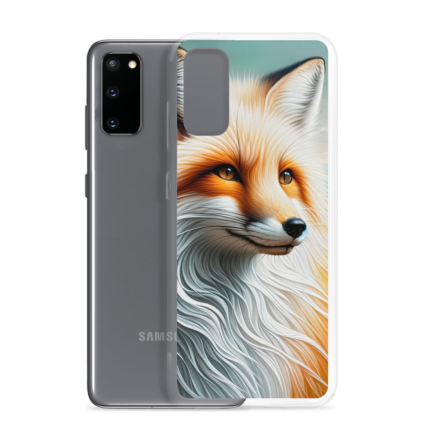 Ölgemälde eines anmutigen, intelligent blickenden Fuchses in Orange-Weiß - Samsung Schutzhülle (durchsichtig) camping xxx yyy zzz