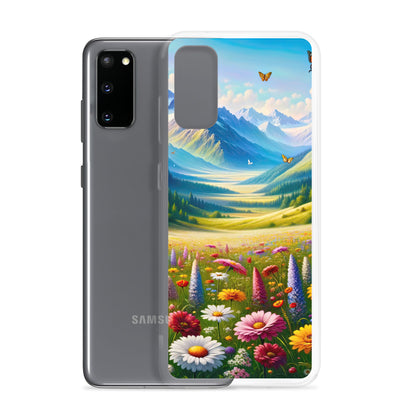 Ölgemälde einer ruhigen Almwiese, Oase mit bunter Wildblumenpracht - Samsung Schutzhülle (durchsichtig) camping xxx yyy zzz