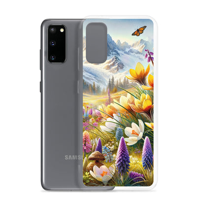 Aquarell einer ruhigen Almwiese, farbenfrohe Bergblumen in den Alpen - Samsung Schutzhülle (durchsichtig) berge xxx yyy zzz