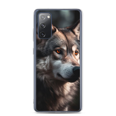 Wolf Porträt - Fotorealistische Malerei - Samsung Schutzhülle (durchsichtig) camping xxx