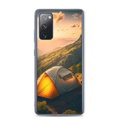 Zelt auf Berg im Sonnenaufgang - Landschafts - Samsung Schutzhülle (durchsichtig) camping xxx