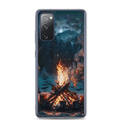 Lagerfeuer beim Camping - Wald mit Schneebedeckten Bäumen - Malerei - Samsung Schutzhülle (durchsichtig) camping xxx