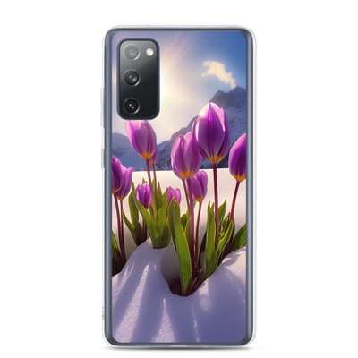 Tulpen im Schnee und in den Bergen - Blumen im Winter - Samsung Schutzhülle (durchsichtig) berge xxx