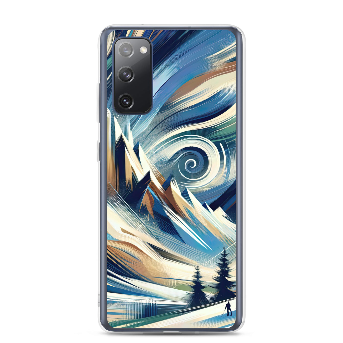 Abstrakte Kunst, die die Essenz der Alpen einfängt. Kräftige Pinselstriche stellen Gipfel und Muster dar - Samsung Schutzhülle (durchsichtig) berge xxx yyy zzz