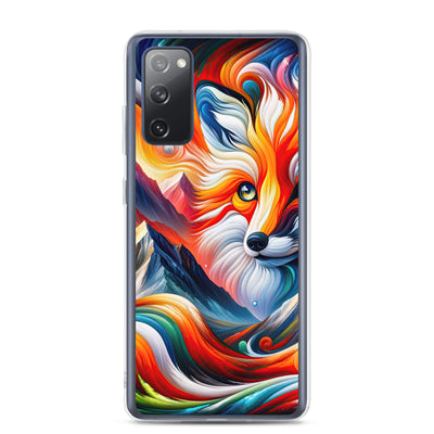 Abstrakte Kunst der Alpen voller lebendiger Farben und dynamischer Bewegung. Es dominiert ein farbiger Fuchs - Samsung Schutzhülle (durchsichtig) camping xxx yyy zzz