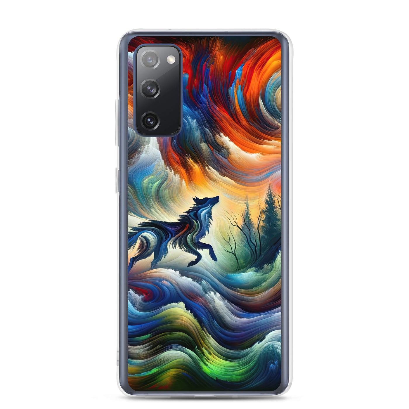 Alpen Abstraktgemälde mit Wolf Silhouette in lebhaften Farben (AN) - Samsung Schutzhülle (durchsichtig) xxx yyy zzz