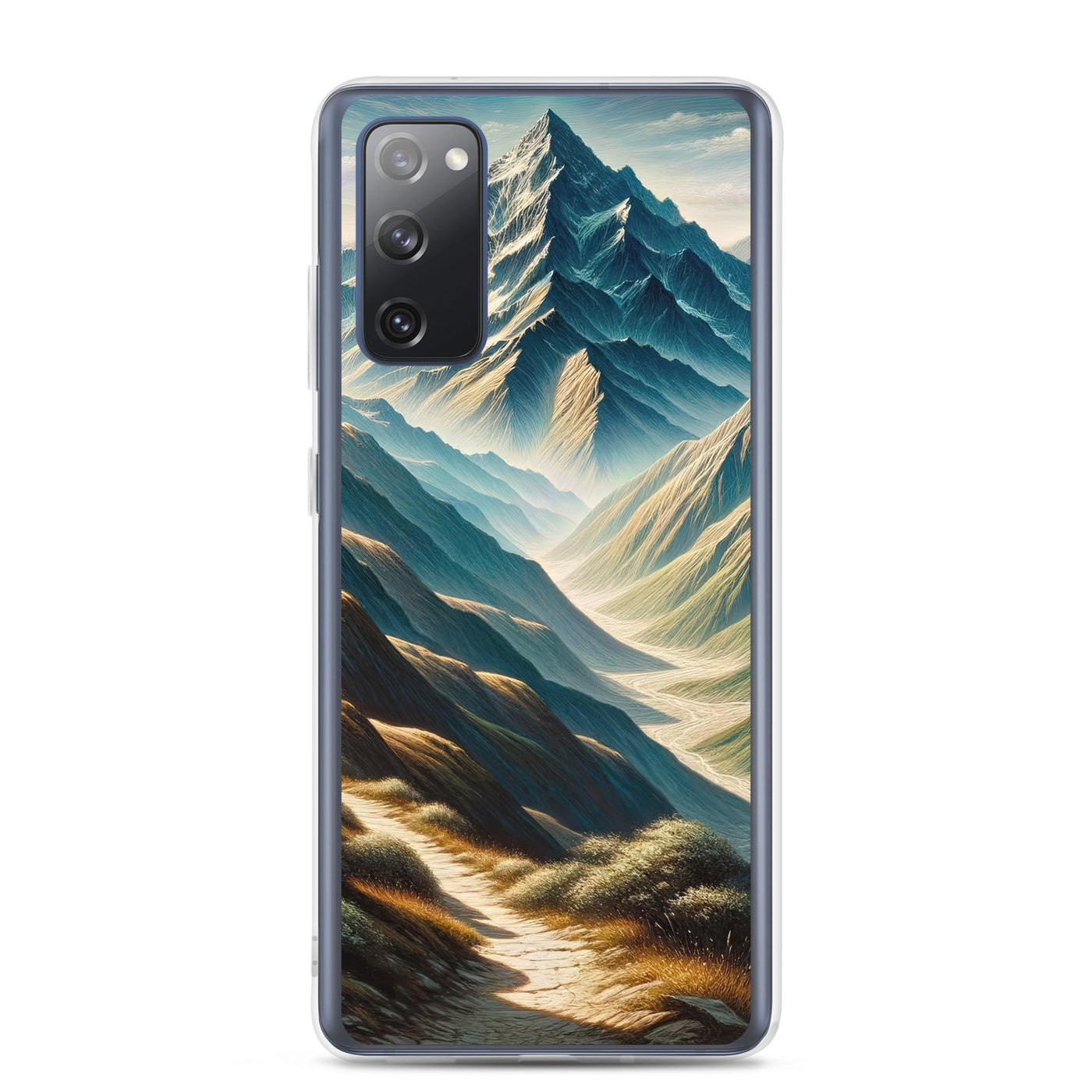 Berglandschaft: Acrylgemälde mit hervorgehobenem Pfad - Samsung Schutzhülle (durchsichtig) berge xxx yyy zzz