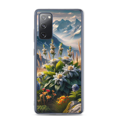 Alpine Flora: Digitales Kunstwerk mit lebendigen Blumen - Samsung Schutzhülle (durchsichtig) berge xxx yyy zzz