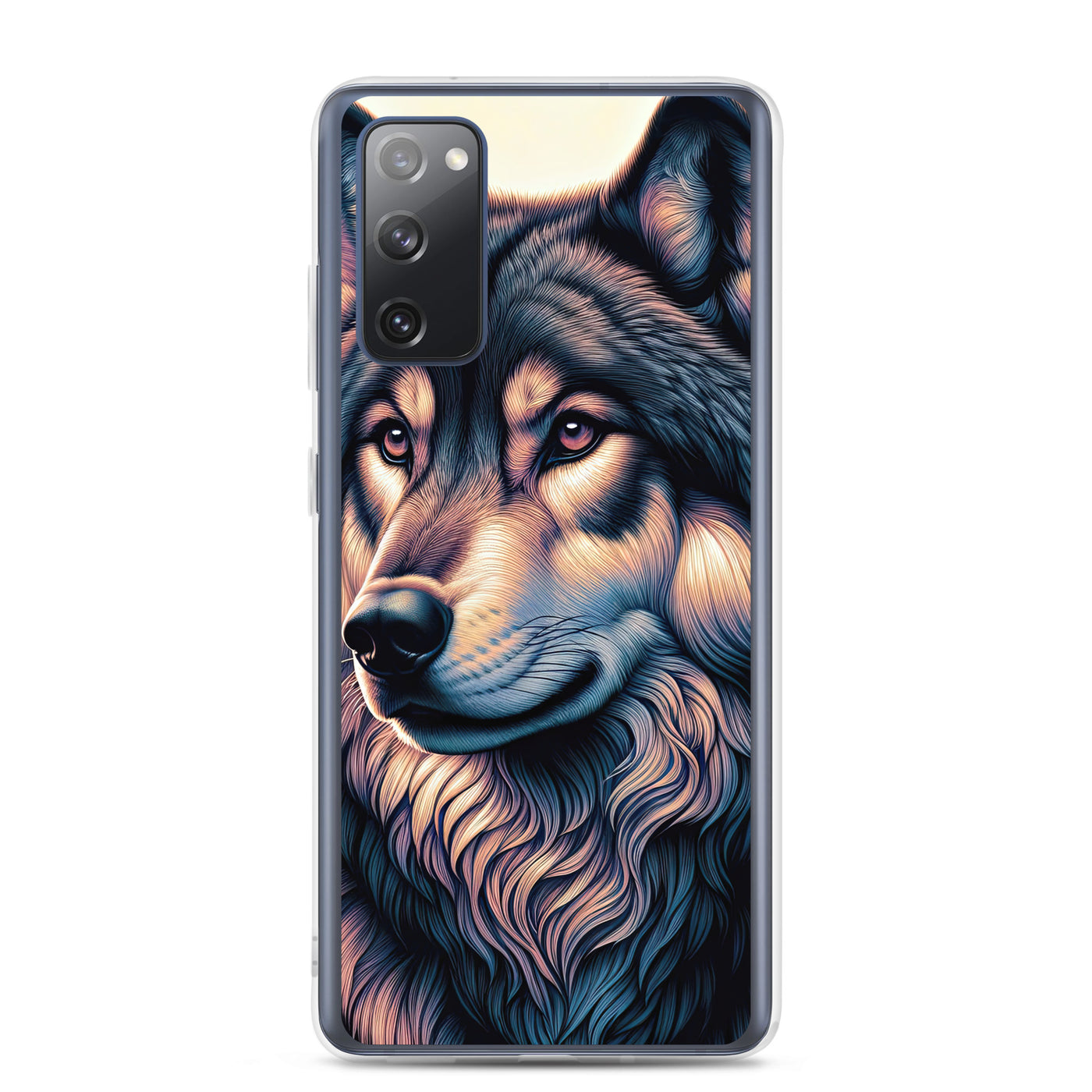 Majestätischer, glänzender Wolf in leuchtender Illustration (AN) - Samsung Schutzhülle (durchsichtig) xxx yyy zzz