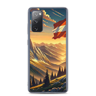 Ruhiger Alpenabend mit österreichischer Flagge und goldenem Sonnenuntergang - Samsung Schutzhülle (durchsichtig) berge xxx yyy zzz