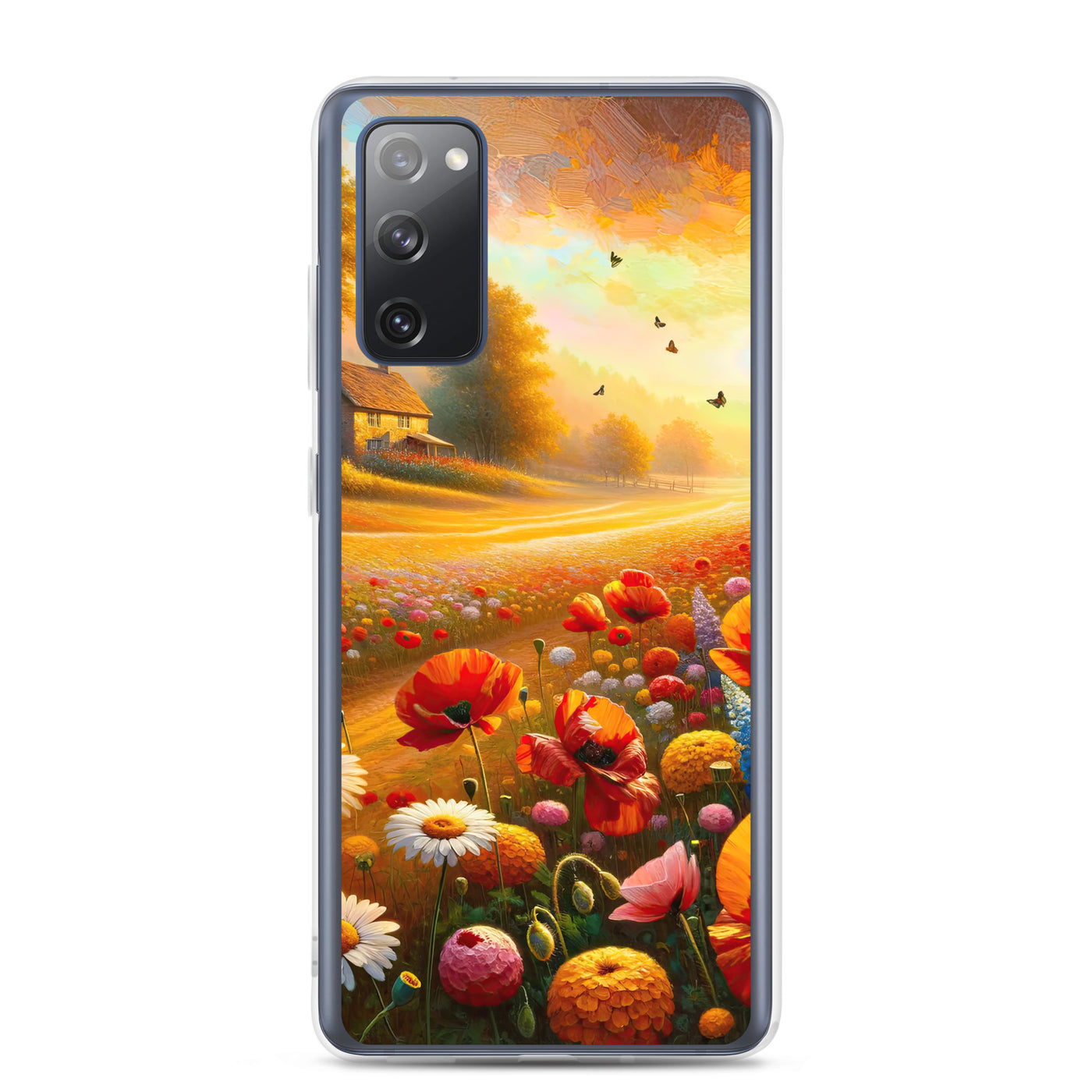 Ölgemälde eines Blumenfeldes im Sonnenuntergang, leuchtende Farbpalette - Samsung Schutzhülle (durchsichtig) camping xxx yyy zzz