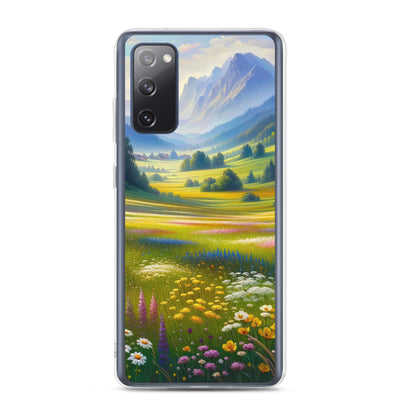 Ölgemälde einer Almwiese, Meer aus Wildblumen in Gelb- und Lilatönen - Samsung Schutzhülle (durchsichtig) berge xxx yyy zzz