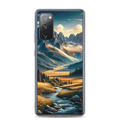 Quadratisches Kunstwerk der Alpen, majestätische Berge unter goldener Sonne - Samsung Schutzhülle (durchsichtig) berge xxx yyy zzz