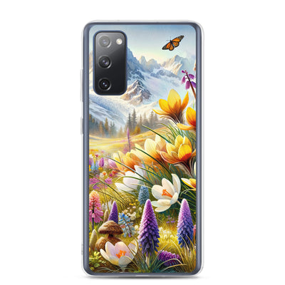 Aquarell einer ruhigen Almwiese, farbenfrohe Bergblumen in den Alpen - Samsung Schutzhülle (durchsichtig) berge xxx yyy zzz