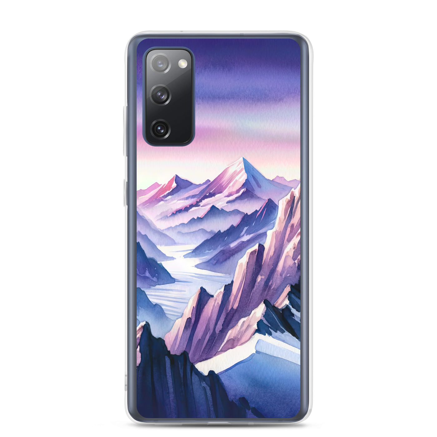Aquarell eines Bergsteigers auf einem Alpengipfel in der Abenddämmerung - Samsung Schutzhülle (durchsichtig) wandern xxx yyy zzz