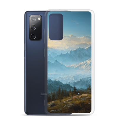 Schöne Berge mit Nebel bedeckt - Ölmalerei - Samsung Schutzhülle (durchsichtig) berge xxx